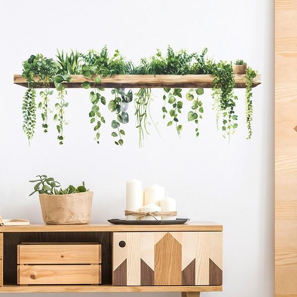 ウォールステッカー 植物 南国 おしゃれ グリーン 緑 観葉植物 キッチン 花 木 かわいい リーフ はがせる 壁 ステッカー モンステラ シンプル トイレ vr03143（Yahoo!・value DeCo park）