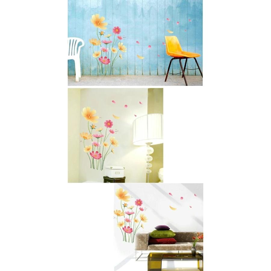 ウォールステッカー 花 植物 おしゃれ 北欧 カフェ コスモス ピンク 黄色 色 緑 秋 モダン グリーン 玄関 オレンジ シール 秋桜 キッチン トイレ 英字 vr0794 |  | 02