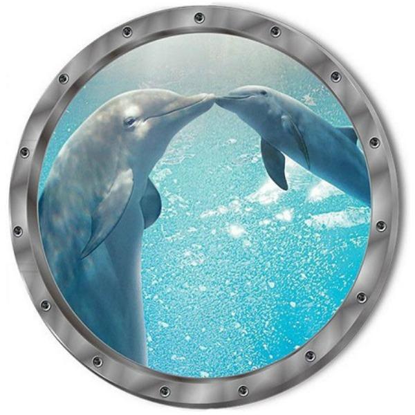 ウォールステッカー 窓 海 動物 イルカ 海豚 子供部屋 アニマル ステッカー 壁紙 南国 ウォールシール かわいい