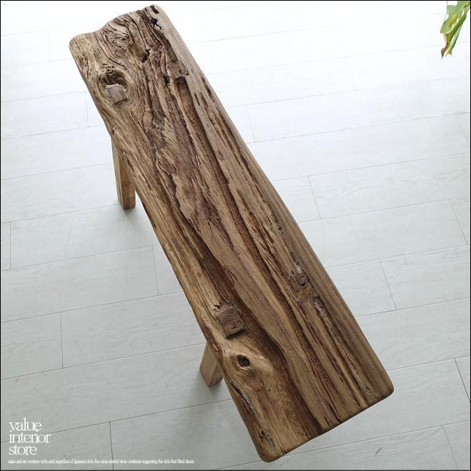 オールドチーク無垢材 プリミティブベンチK01 スツール 長椅子 古材