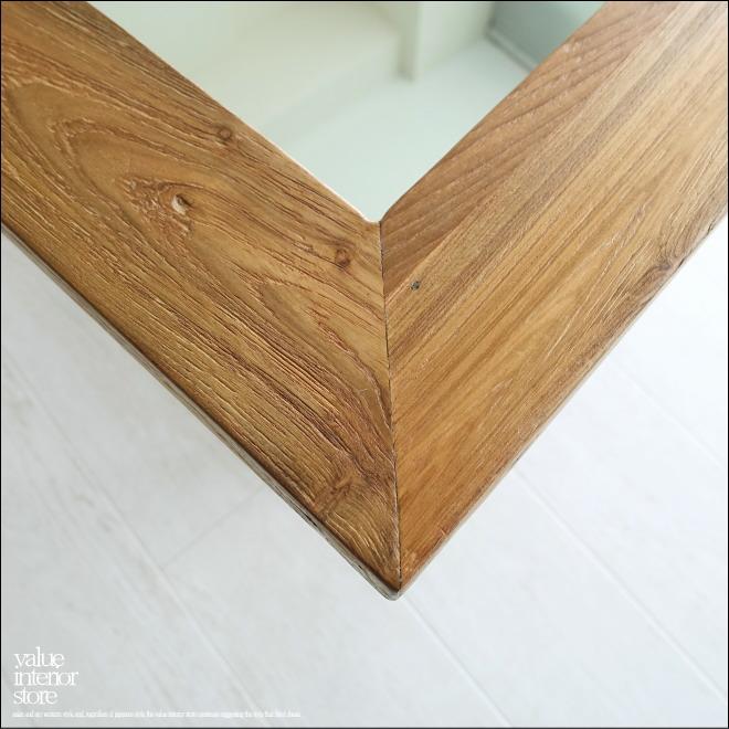 オールドチーク材の壁掛け鏡 80cm × 60cm 木製フレーム 無垢材 オールドチーク材の壁掛け鏡 80cm × 60cm 木製フレーム 無垢材 楽天