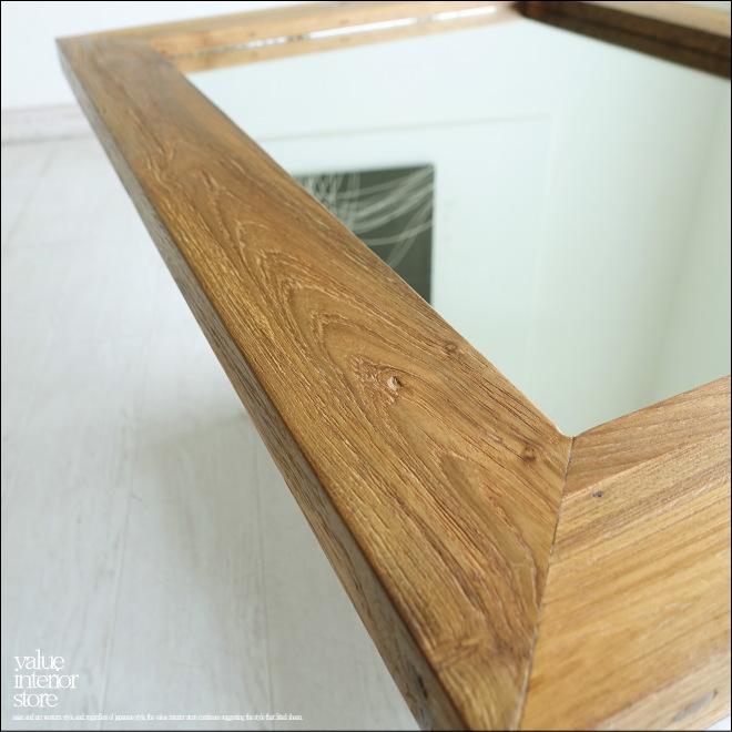 古材 鏡 壁掛けミラー オールドチークミラー壁掛80/E01 レトロ 無垢材