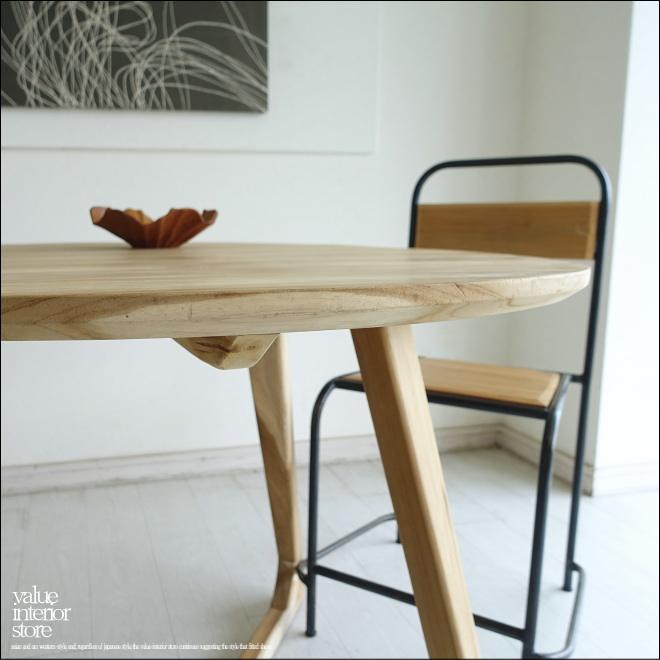 チーク無垢材 丸テーブルbulat100cm ダイニングテーブル 円形テーブル