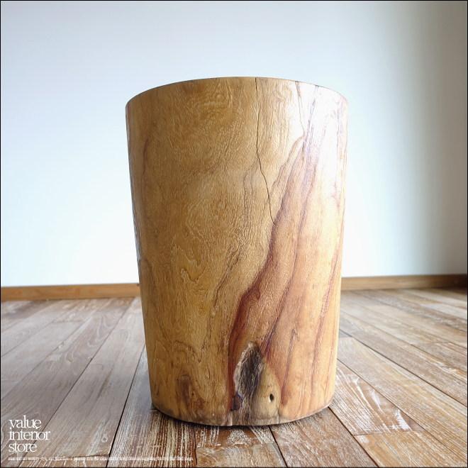 チーク材 無垢材スツールWS/6 イス チェア 丸太 ベンチ 椅子 オールドチーク 花台 ナチュラル 素朴 削出し 一点物 29kg | 