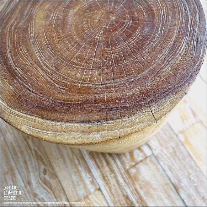 チーク材 無垢材スツールWS/6 イス チェア 丸太 ベンチ 椅子 オールドチーク 花台 ナチュラル 素朴 削出し 一点物 29kg |  | 01