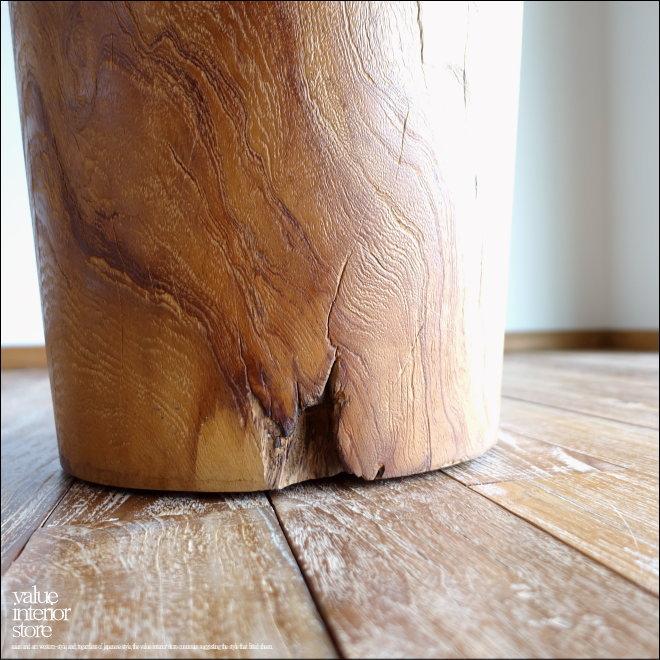 チーク材 無垢材スツールWS/6 イス チェア 丸太 ベンチ 椅子 オールドチーク 花台 ナチュラル 素朴 削出し 一点物 29kg |  | 05