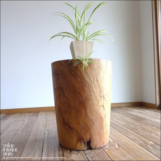 チーク材 無垢材スツールWS/6 イス チェア 丸太 ベンチ 椅子 オールドチーク 花台 ナチュラル 素朴 削出し 一点物 29kg |  | 07