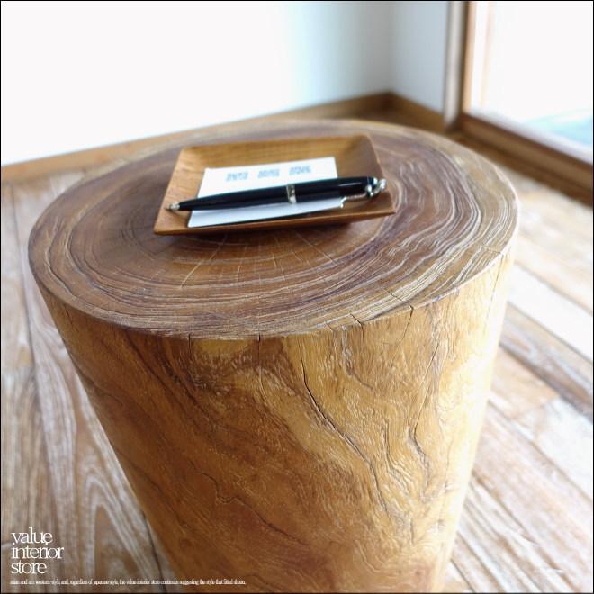 チーク材 無垢材スツールWS/6 イス チェア 丸太 ベンチ 椅子 オールドチーク 花台 ナチュラル 素朴 削出し 一点物 29kg |  | 08