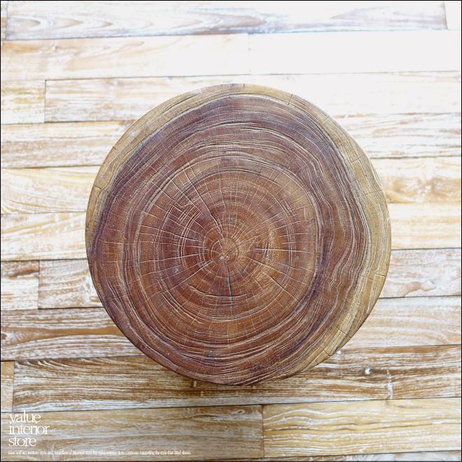 チーク材 無垢材スツールWS/6 イス チェア 丸太 ベンチ 椅子 オールドチーク 花台 ナチュラル 素朴 削出し 一点物 29kg |  | 09