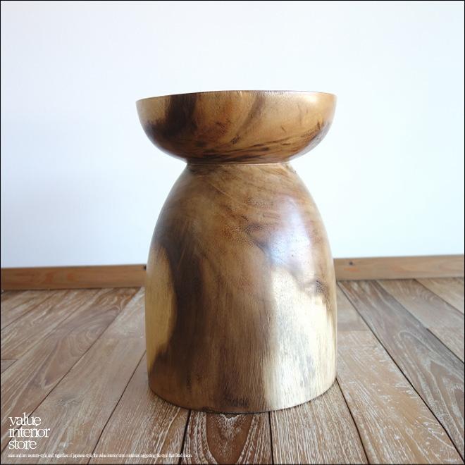 無垢材 マッシュルームスツール / N03 イス 椅子 ベンチ 木製スツール 花台 ナチュラル モンキーポッド | 