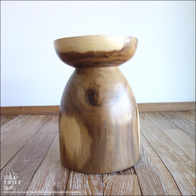 無垢材 マッシュルームスツール / N03 イス 椅子 ベンチ 木製スツール 花台 ナチュラル モンキーポッド |  | 03