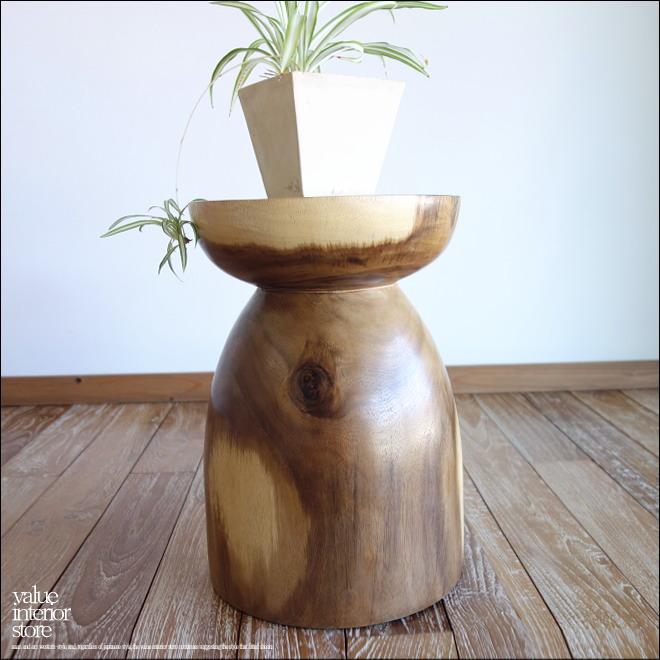 無垢材 マッシュルームスツール / N03 イス 椅子 ベンチ 木製スツール 花台 ナチュラル モンキーポッド |  | 05