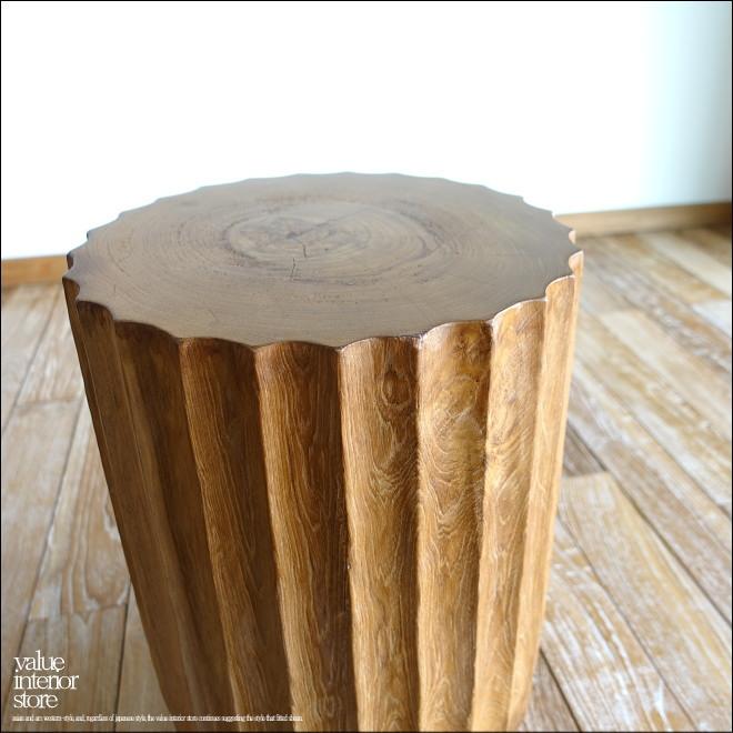 チーク総無垢材 スツールLS/N イス チェア 椅子 丸太スツール 花台 ナチュラル 素朴 削出し 一点物 20kg |  | 02