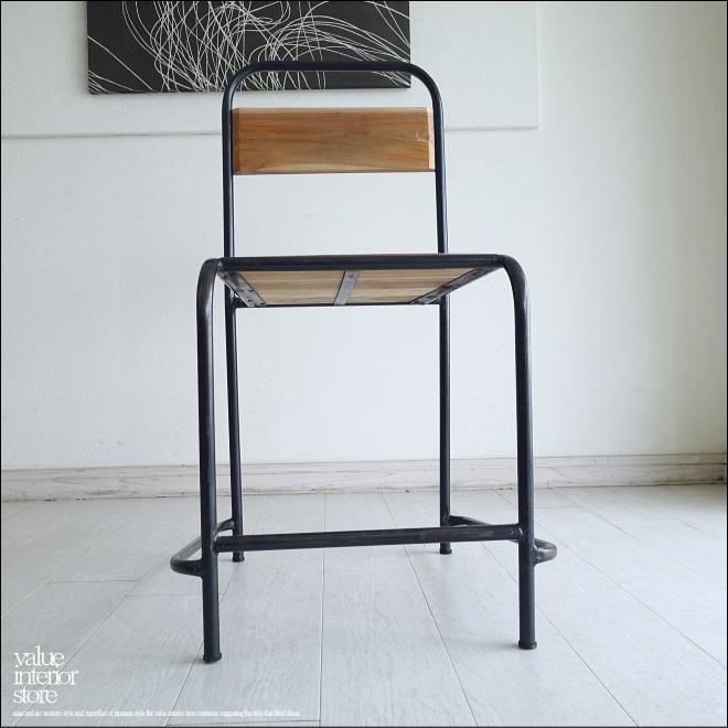 チーク無垢材 カフェチェアAntika スタッキングチェア スクールチェア 椅子 イス 工業系 ナチュラル カフェ什器 鉄フレーム | 