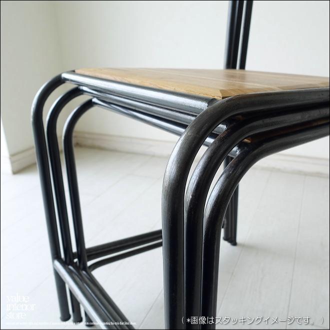 チーク無垢材 カフェチェアAntika スタッキングチェア スクールチェア 椅子 イス 工業系 ナチュラル カフェ什器 鉄フレーム |  | 10