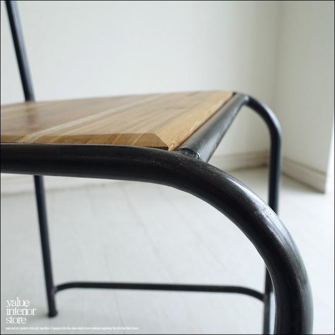 チーク無垢材 カフェチェアAntika スタッキングチェア スクールチェア 椅子 イス 工業系 ナチュラル カフェ什器 鉄フレーム |  | 02