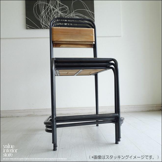 チーク無垢材 カフェチェアAntika スタッキングチェア スクールチェア 椅子 イス 工業系 ナチュラル カフェ什器 鉄フレーム |  | 06