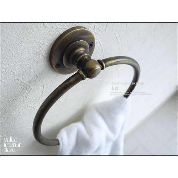 真鍮タオル掛けCL タオルハンガー レトロ調 タオルかけ 壁掛け ブラスハンガー タオルリング 住宅用品 バス用品 洗面用品 V_S | 