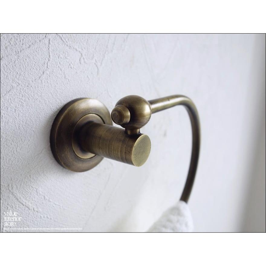 真鍮タオル掛け カーブ 壁掛けタオルハンガー ブラス タオルホルダー タオルラック レトロ調 真鍮金物 カフェ什器 洗面用品 V_S |  | 02