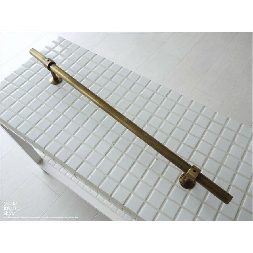 真鍮ドアハンドルbar ノブ 取っ手 鋳物 鋳造 レトロ ブラス取手 手すり 手摺 店舗什器 DIY シャビー アンティーク調 真鍮金物 幅50cm | 
