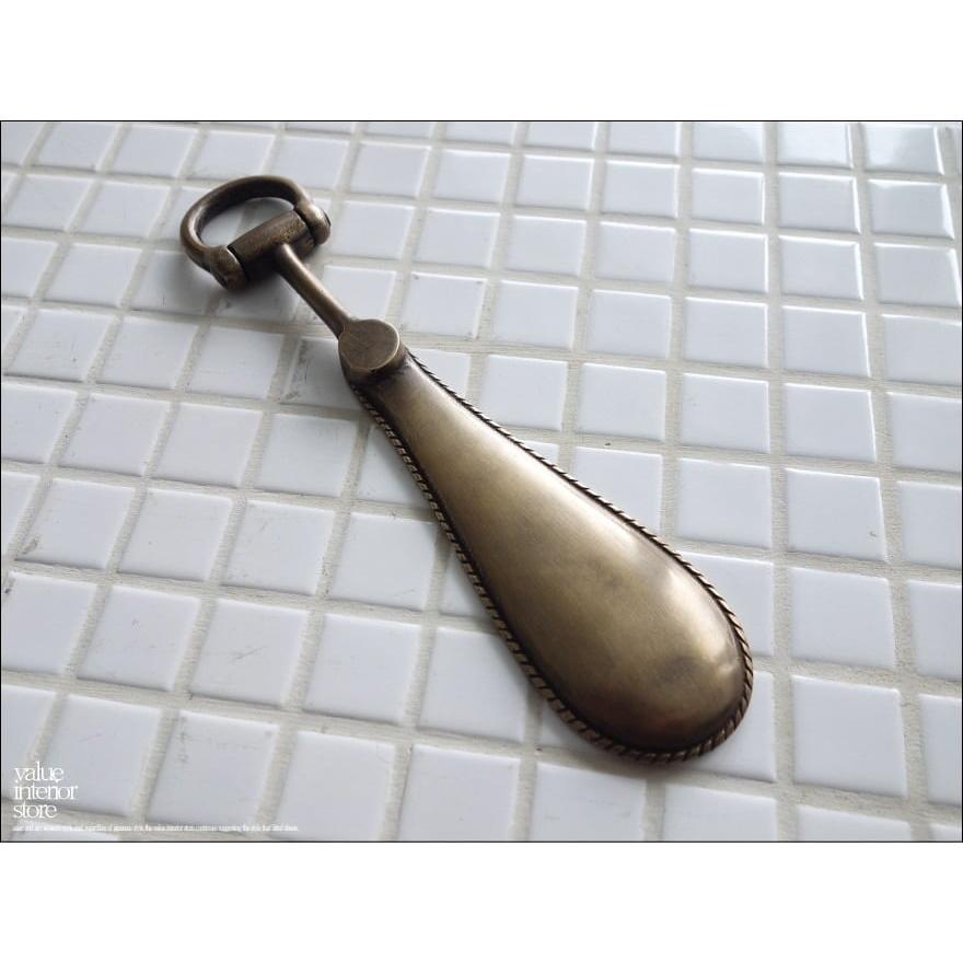 ブラスシューホーンAE023 靴ベラ 真鍮製 靴べら クツベラ クツべら くつべら 新品 エスニック レトロ調 ヴィンテージ調 V_S | 