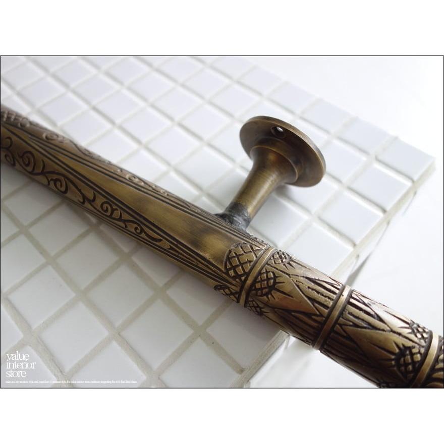 真鍮ドアハンドルW100cm アンティーク調 取っ手 ドアノブ 手摺 手すり 扉用 引き戸用 店舗什器 DIY 鋳造 ブラス 真鍮製 1.8kg 「送料無料」 |  | 01