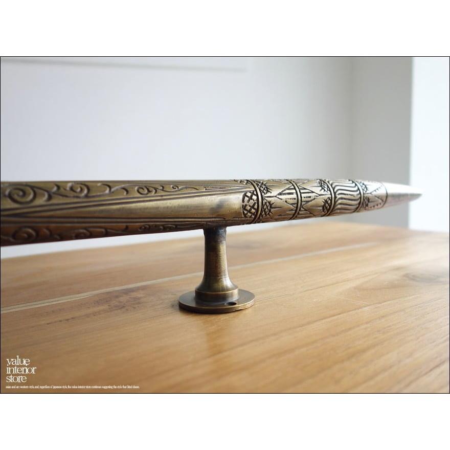 真鍮ドアハンドルW100cm アンティーク調 取っ手 ドアノブ 手摺 手すり 扉用 引き戸用 店舗什器 DIY 鋳造 ブラス 真鍮製 1.8kg 「送料無料」 |  | 02