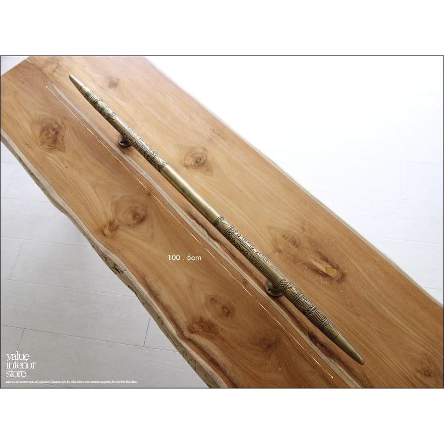 真鍮ドアハンドルW100cm アンティーク調 取っ手 ドアノブ 手摺 手すり 扉用 引き戸用 店舗什器 DIY 鋳造 ブラス 真鍮製 1.8kg 「送料無料」 |  | 03