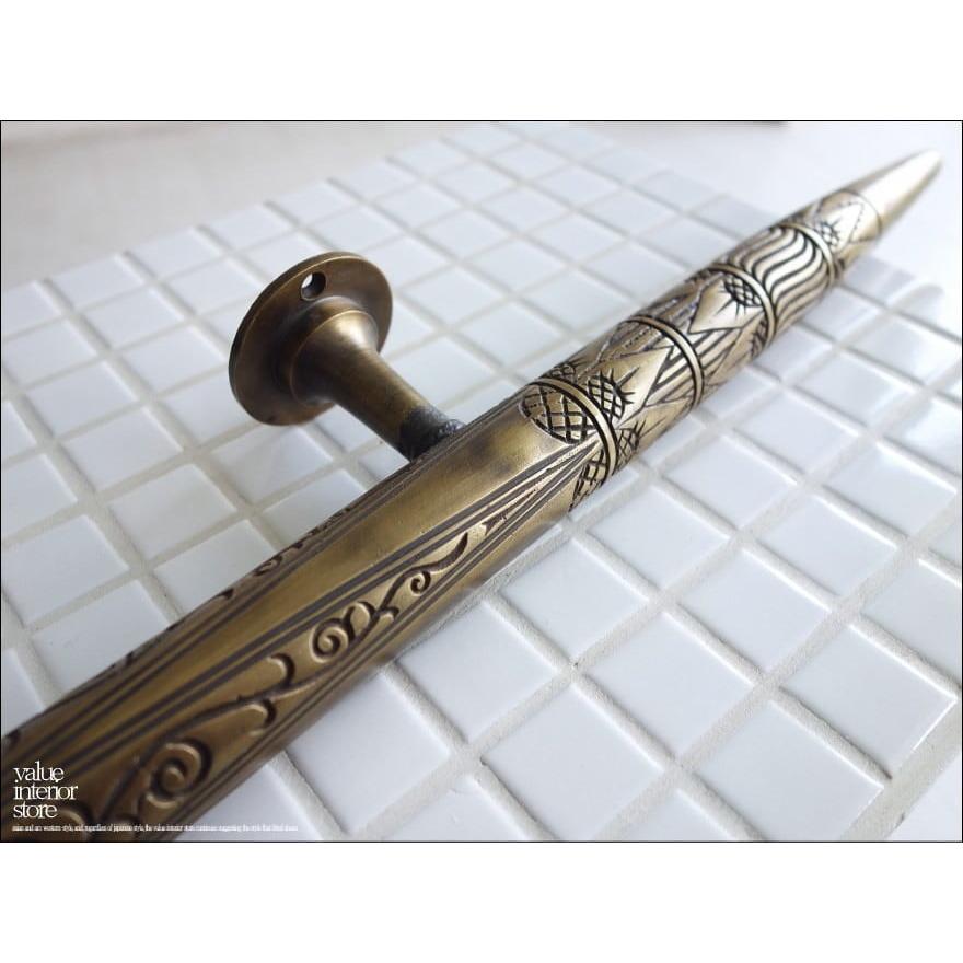 真鍮ドアハンドルW100cm アンティーク調 取っ手 ドアノブ 手摺 手すり 扉用 引き戸用 店舗什器 DIY 鋳造 ブラス 真鍮製 1.8kg 「送料無料」 |  | 04