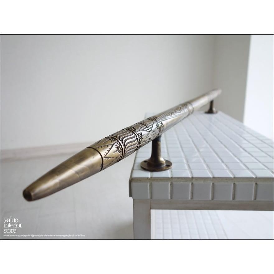 真鍮ドアハンドルW100cm アンティーク調 取っ手 ドアノブ 手摺 手すり 扉用 引き戸用 店舗什器 DIY 鋳造 ブラス 真鍮製 1.8kg 「送料無料」 |  | 05