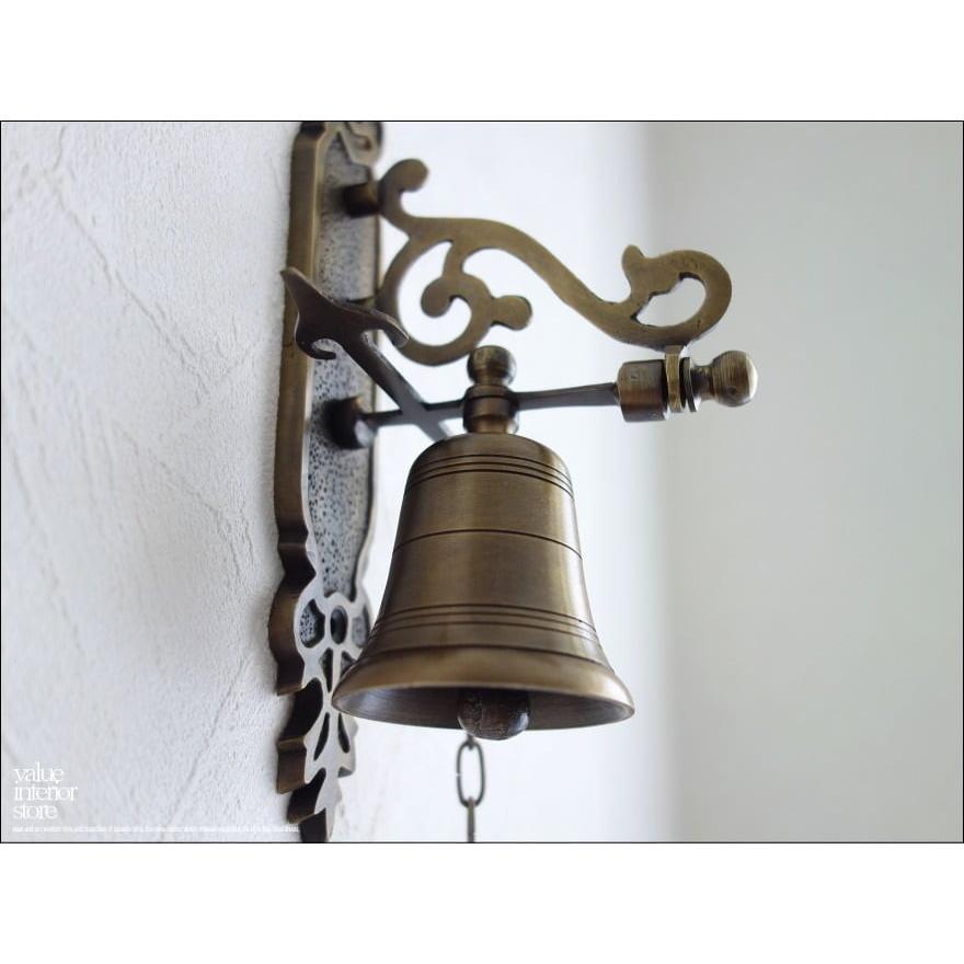 真鍮シングルベル 呼び鈴 ブラス レトロ調 壁掛 手作り ドアベル 真鍮製 ドアチャイム ハンドメイド 雑貨 カフェ用品 | 