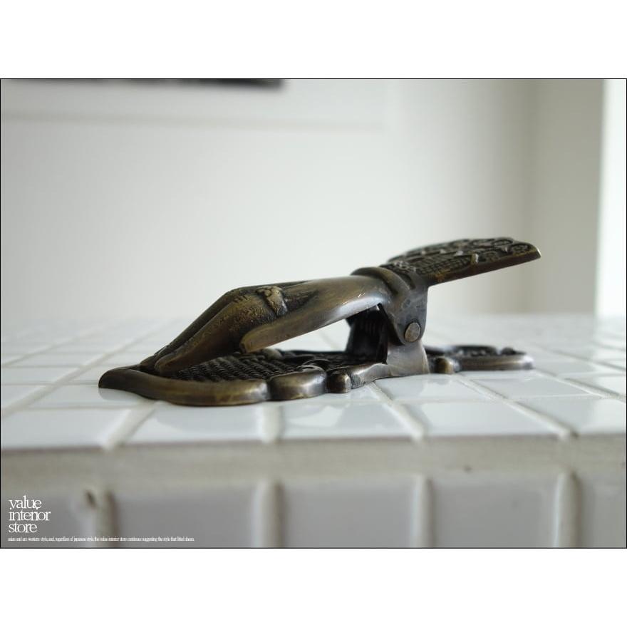 淑女のハンドクリップL 真鍮製クリップ レタークリップ 壁掛けブラスペーパークリップ 手型ホルダー アンティーク調 無垢の真鍮 L/13.5cm |  | 01