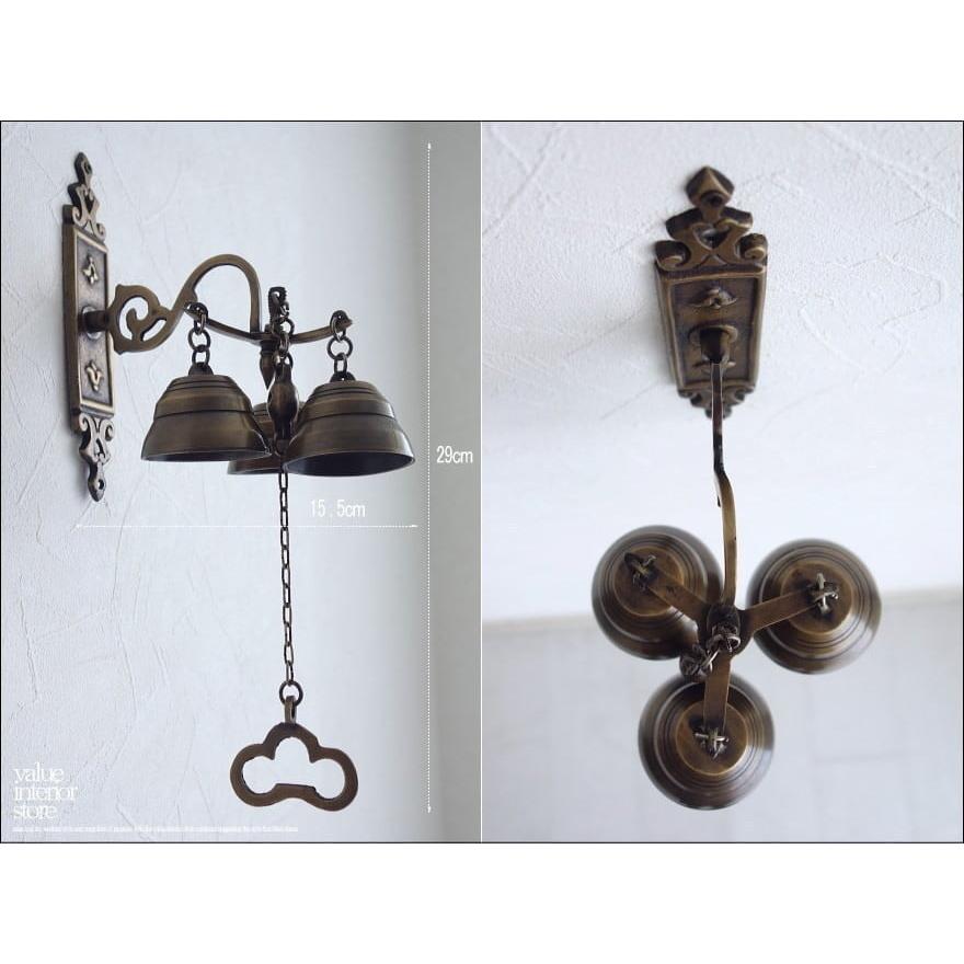 真鍮トリプルベル 呼び鈴 ブラス レトロ調 壁掛 手作り ドアベル 真鍮製 ドアチャイム ハンドメイド 雑貨 新品 カフェ用品 店舗什器 |  | 06