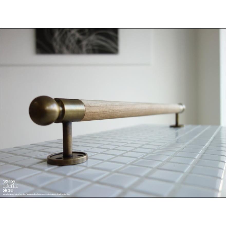 ブラスチークドアハンドル50cm 取っ手 ドアノブ 木製ハンドル 天然木 真鍮金具 手作り ナチュラル チーク材 無垢 素朴 レトロ調 送料無料 |  | 01