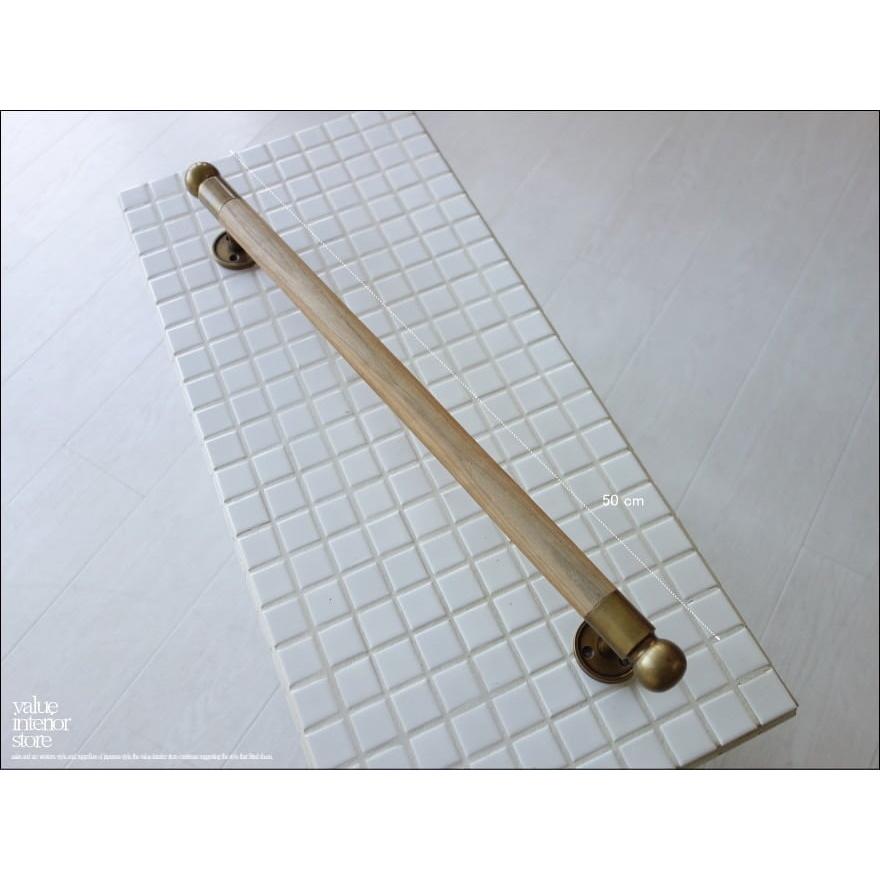ブラスチークドアハンドル50cm 取っ手 ドアノブ 木製ハンドル 天然木 真鍮金具 手作り ナチュラル チーク材 無垢 素朴 レトロ調 送料無料 |  | 05