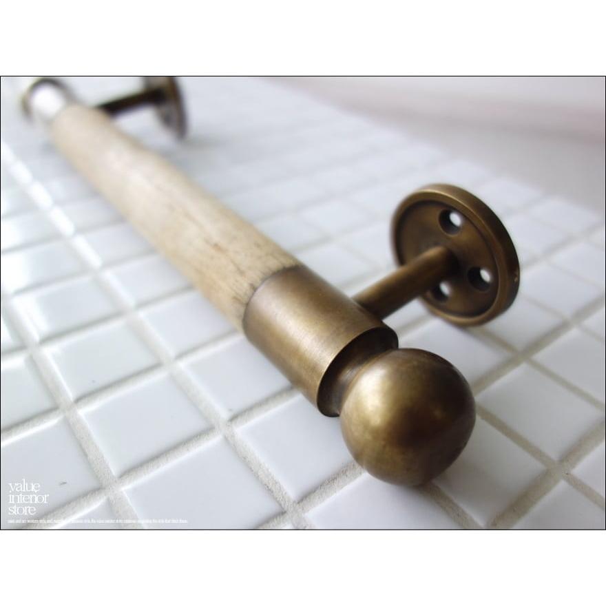 ブラスチークドアハンドル26cm ドアノブ 取っ手 扉ハンドル 無垢 ブラスハンドル 真鍮金具 ナチュラル レトロ調 素朴 新品 ドア金物 |  | 02