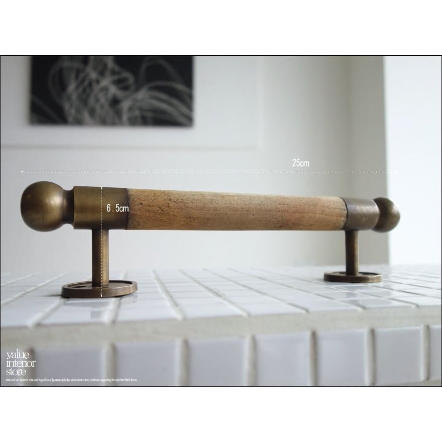 ブラスチークドアハンドル26cm ドアノブ 取っ手 扉ハンドル 無垢 ブラスハンドル 真鍮金具 ナチュラル レトロ調 素朴 新品 ドア金物 |  | 03