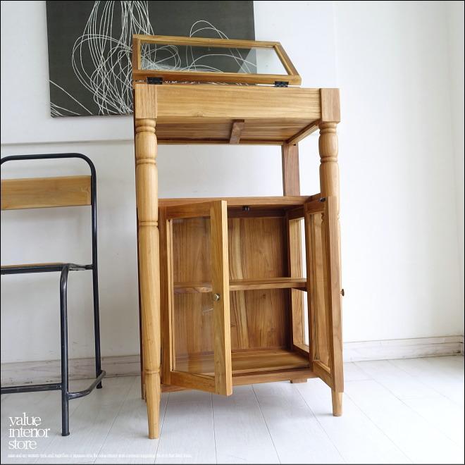 ショーケースNF ガラスケース 陳列ケース 飾り棚 コレクションケース 収納 ナチュラル 店舗什器 真鍮金物 チーク無垢材 |  | 03