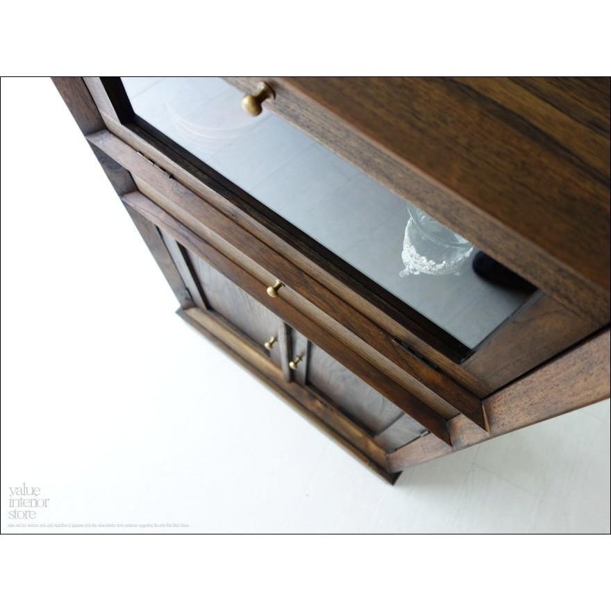 A7人気シール帳 チーク総無垢材 ガラス扉付 収納キャビネットWM 食器棚 ガラスケース 飾り棚 新品 キッチン収納 保管庫 ガラスキャビネット 銘木 【W7377838453】(26840円)