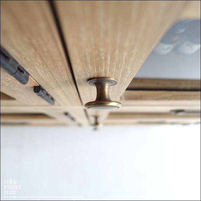 チーク総無垢材 ガラスケースロッカーN 食器棚 飾り棚 収納庫 ショー