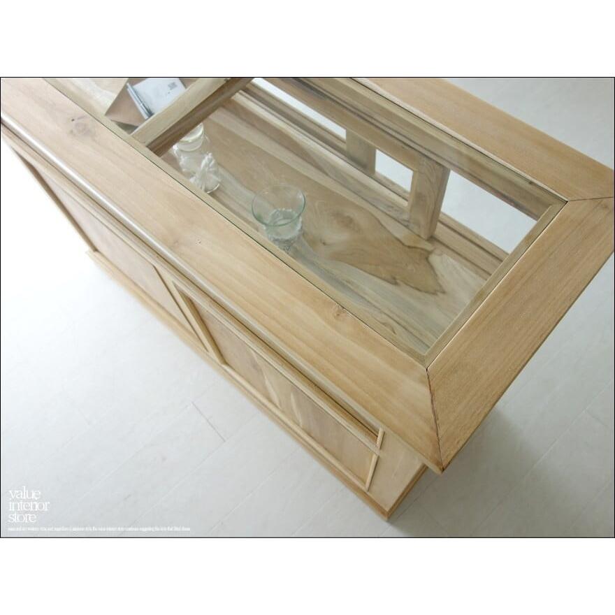 チーク総無垢 ショーケースカウンターNatla ガラスケース 飾り棚 店舗  