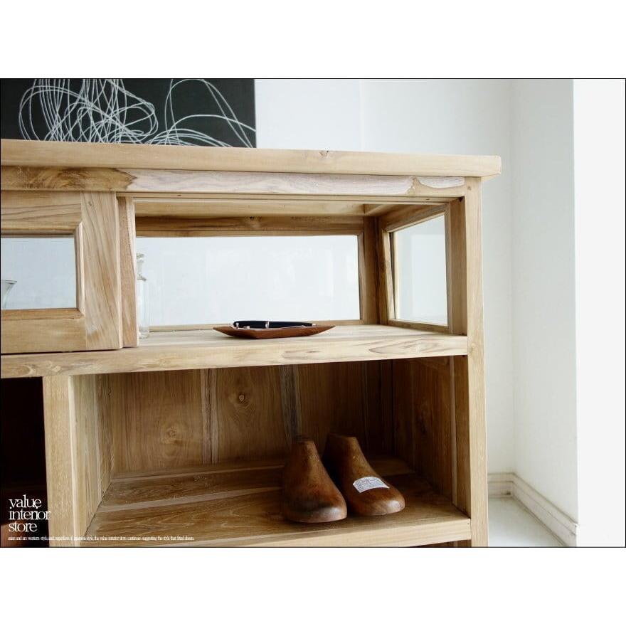 チーク総無垢 ショーケースカウンターNatla ガラスケース 飾り棚 店舗