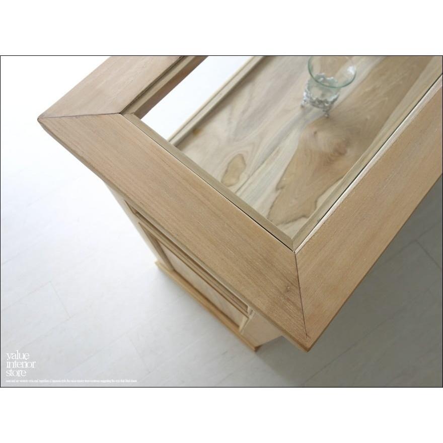 チーク総無垢 ショーケースカウンターNatla ガラスケース 飾り棚 店舗