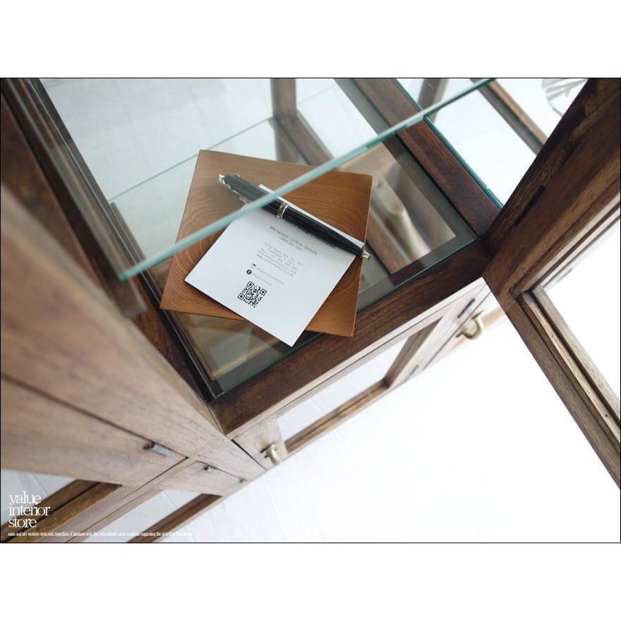 チーク総無垢 ガラスパンケース6枚扉Med ショーケース コレクションケース 陳列棚 店舗什器 ガラスケース 飾り棚 真鍮金物 新品 送料無料 |  | 01