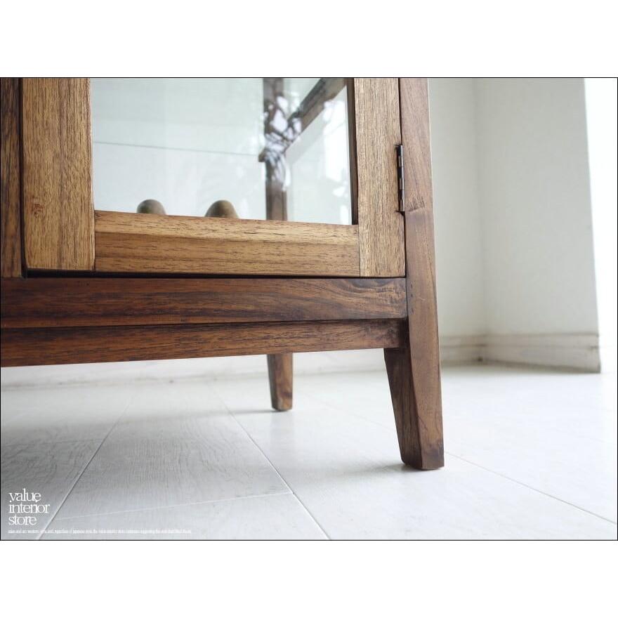 チーク総無垢 ガラスパンケース6枚扉Med ショーケース コレクションケース 陳列棚 店舗什器 ガラスケース 飾り棚 真鍮金物 新品 送料無料 |  | 04