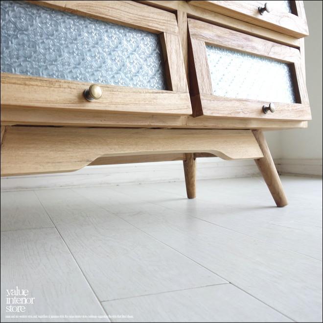 チーク総無垢材 モザイクガラスキャビネットN 食器棚 ガラスケース 収納棚 シンプル 天然木 ナチュラル 和風 三大銘木 |  | 10