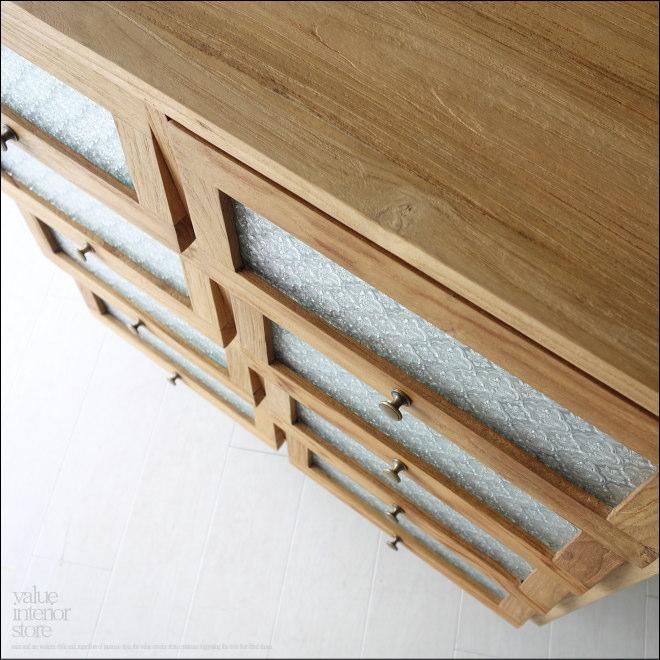 チーク総無垢材 モザイクガラスキャビネットN 食器棚 ガラスケース 収納棚 シンプル 天然木 ナチュラル 和風 三大銘木 |  | 11