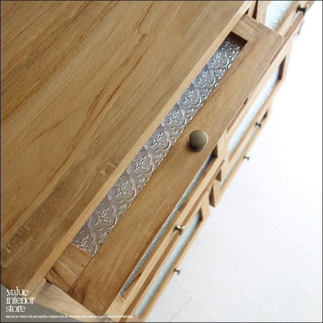 チーク総無垢材 モザイクガラスキャビネットN 食器棚 ガラスケース 収納棚 シンプル 天然木 ナチュラル 和風 三大銘木 |  | 01