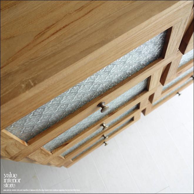 チーク総無垢材 モザイクガラスキャビネットN 食器棚 ガラスケース 収納棚 シンプル 天然木 ナチュラル 和風 三大銘木 |  | 04