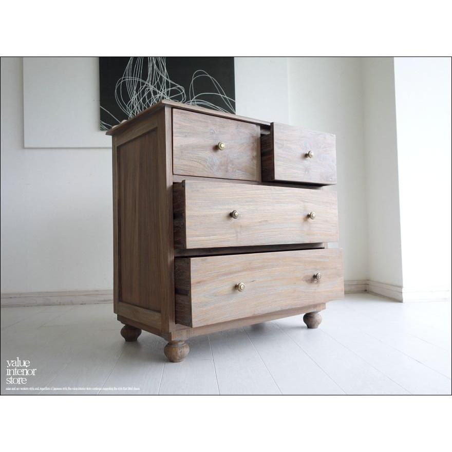 無垢材 チークチェストR80balq タンス 収納家具 整理タンス 箪笥 チーク材 天然木 手作り 新品 銘木 総無垢 真鍮金物 エイジング 送料無料 |  | 04